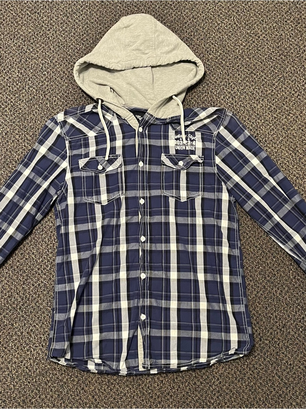 Cedar Wood State Men's Blue Plaid Hooded Shirt Jacket